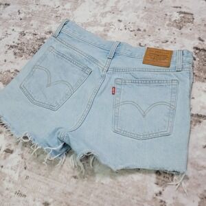 VTG VIBES Levi's Wedgie Fit High Rise Cutoff Shorts Light Wash Size 28 distress